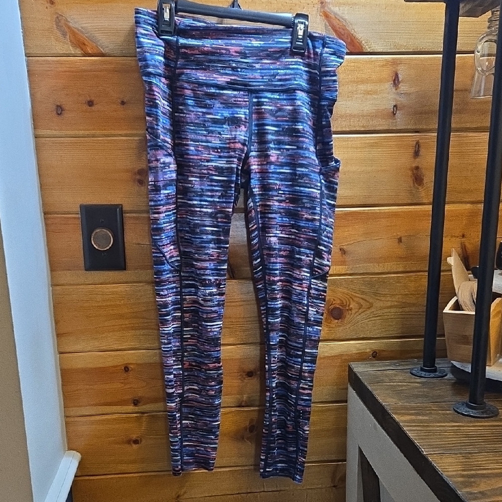 Lululemon Athletica Striped Multicolor Leggings Sz 10